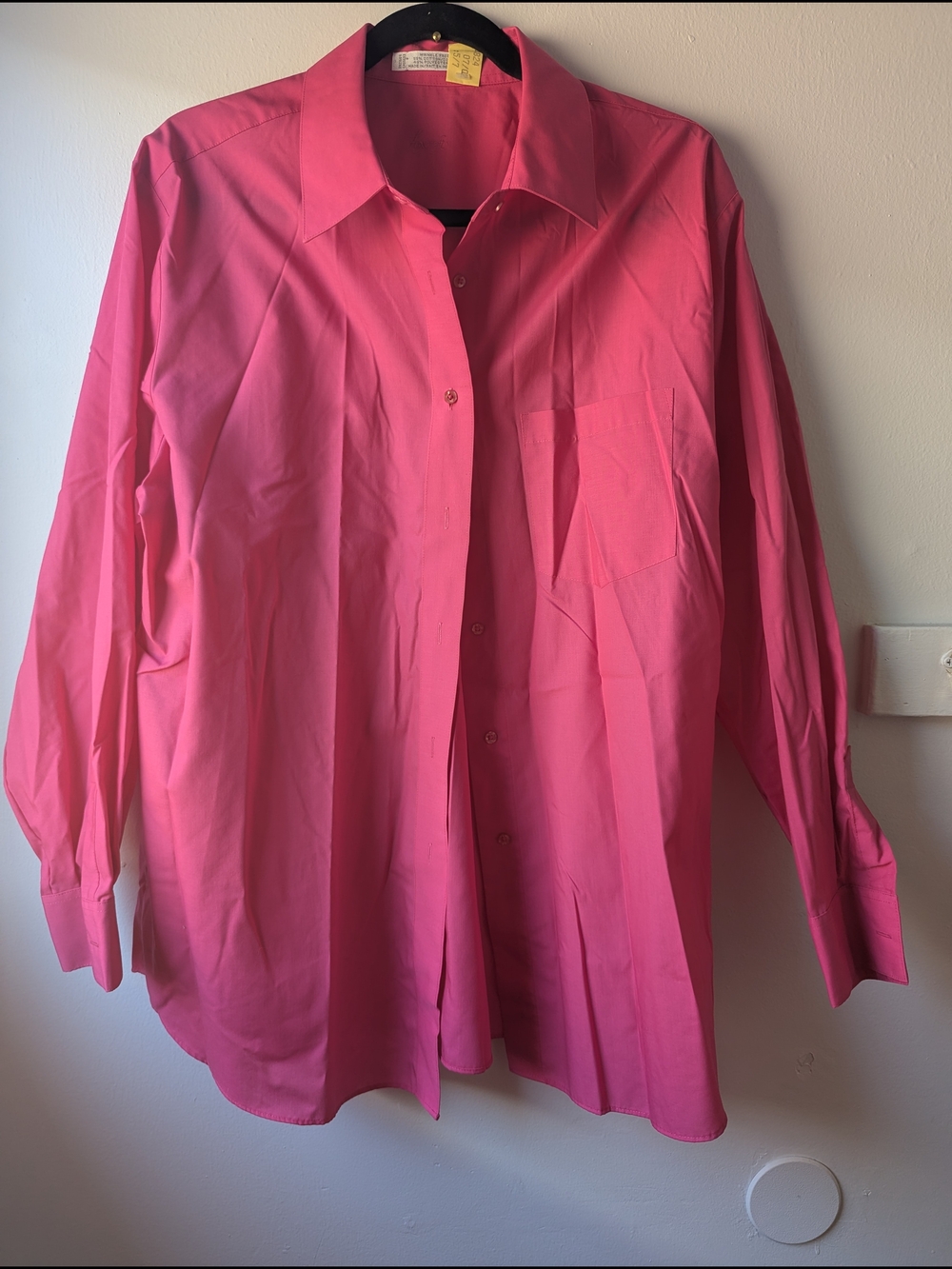Foxcroft Bright Pink Long-Sleeve Button-Down Shirt Size 14W
